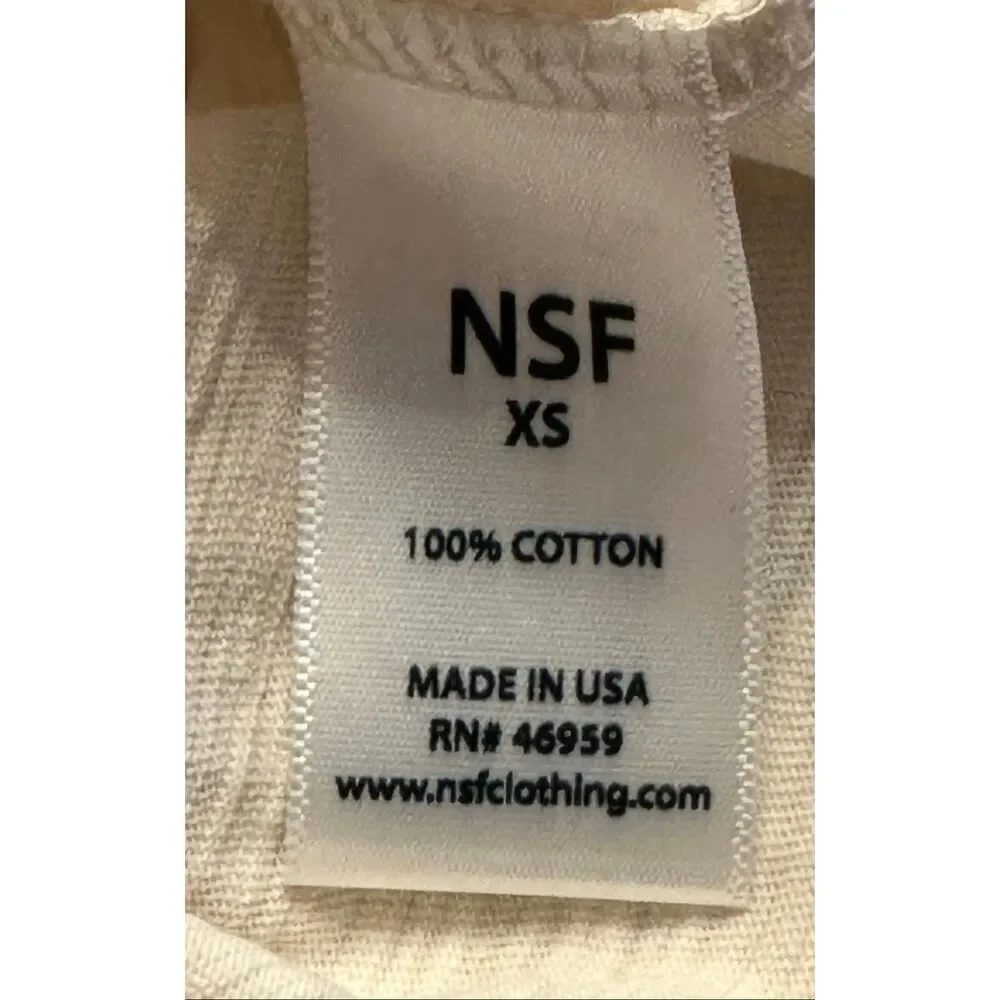 NSF Bodhi Shrunken Ringer Tee Shirt in Ivory/Heather Grey New With Tags Size XS